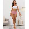 imageAllegra K Womens High Waist Underwear Tummy Control Comfortable Lace Trim Ribbed PantiesPink