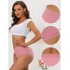imageAllegra K Womens High Waist Underwear Tummy Control Comfortable Lace Trim Ribbed PantiesPink