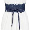 imageAllegra K Womens Lace Wide Waist Belt Wrap Around Obi Corset Cinch Belts BowknotNavy Blue