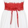 imageAllegra K Womens Lace Wide Waist Belt Wrap Around Obi Corset Cinch Belts BowknotRedbeige Lining