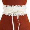imageAllegra K Womens Lace Wide Waist Belt Wrap Around Obi Corset Cinch Belts BowknotWhite