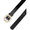 imageAllegra K Womens Pearl Waistband Skinny Leather Adjustable Pin Buckle Belt for Jeans Dresses PantsBlack