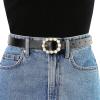 imageAllegra K Womens Pearl Waistband Skinny Leather Adjustable Pin Buckle Belt for Jeans Dresses PantsBlack