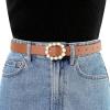 imageAllegra K Womens Pearl Waistband Skinny Leather Adjustable Pin Buckle Belt for Jeans Dresses PantsCamel