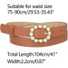 imageAllegra K Womens Pearl Waistband Skinny Leather Adjustable Pin Buckle Belt for Jeans Dresses PantsCamel