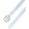 imageAllegra K Womens Pearl Waistband Skinny Leather Adjustable Pin Buckle Belt for Jeans Dresses PantsLight Blue