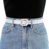 imageAllegra K Womens Pearl Waistband Skinny Leather Adjustable Pin Buckle Belt for Jeans Dresses PantsLight Blue