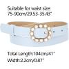 imageAllegra K Womens Pearl Waistband Skinny Leather Adjustable Pin Buckle Belt for Jeans Dresses PantsLight Blue
