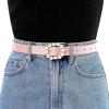 imageAllegra K Womens Pearl Waistband Skinny Leather Adjustable Pin Buckle Belt for Jeans Dresses PantsLight Pink