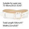 imageAllegra K Womens Pearl Waistband Skinny Leather Adjustable Pin Buckle Belt for Jeans Dresses PantsWhite