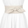 imageAllegra K Womens Plus Size Obi Belts Bowknot SelfTie Wrap Around Wide Sash Waistband Belt for DressesBeige