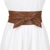 imageAllegra K Womens Plus Size Obi Belts Bowknot SelfTie Wrap Around Wide Sash Waistband Belt for DressesBrown