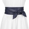 imageAllegra K Womens Plus Size Obi Belts Bowknot SelfTie Wrap Around Wide Sash Waistband Belt for DressesNavy Blue