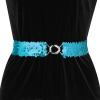 imageAllegra K Womens Plus Size Stretchy Skinny Waist Belts Shiny Sequins Decor Elastic Belts for DressesLight Blue