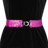 imageAllegra K Womens Plus Size Stretchy Skinny Waist Belts Shiny Sequins Decor Elastic Belts for DressesRose Red