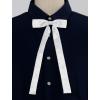 imageAllegra K Womens PreTied Adjustable String Bow Tie with Long Ribbon Solid Color Uniform BowtiesWhite