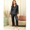 imageAllegra K Womens Satin Night Suits Valentines Day Button Down with Pants Silky Lounge Pajama SetsBlack