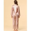 imageAllegra K Womens Satin Night Suits Valentines Day Button Down with Pants Silky Lounge Pajama SetsChampagne