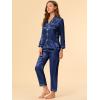 imageAllegra K Womens Satin Night Suits Valentines Day Button Down with Pants Silky Lounge Pajama SetsDark Blue