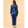 imageAllegra K Womens Satin Night Suits Valentines Day Button Down with Pants Silky Lounge Pajama SetsDark Blue