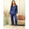 imageAllegra K Womens Satin Night Suits Valentines Day Button Down with Pants Silky Lounge Pajama SetsDark Blue
