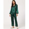 imageAllegra K Womens Satin Night Suits Valentines Day Button Down with Pants Silky Lounge Pajama SetsDark Green