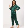 imageAllegra K Womens Satin Night Suits Valentines Day Button Down with Pants Silky Lounge Pajama SetsDark Green
