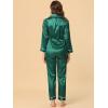 imageAllegra K Womens Satin Night Suits Valentines Day Button Down with Pants Silky Lounge Pajama SetsGreen