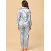 imageAllegra K Womens Satin Night Suits Valentines Day Button Down with Pants Silky Lounge Pajama SetsGrey