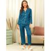 imageAllegra K Womens Satin Night Suits Valentines Day Button Down with Pants Silky Lounge Pajama SetsPeacock Blue