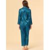 imageAllegra K Womens Satin Night Suits Valentines Day Button Down with Pants Silky Lounge Pajama SetsPeacock Blue