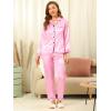 imageAllegra K Womens Satin Night Suits Valentines Day Button Down with Pants Silky Lounge Pajama SetsPink