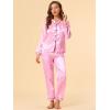 imageAllegra K Womens Satin Night Suits Valentines Day Button Down with Pants Silky Lounge Pajama SetsPink