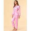 imageAllegra K Womens Satin Night Suits Valentines Day Button Down with Pants Silky Lounge Pajama SetsPink