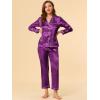 imageAllegra K Womens Satin Night Suits Valentines Day Button Down with Pants Silky Lounge Pajama SetsPurple