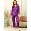 imageAllegra K Womens Satin Night Suits Valentines Day Button Down with Pants Silky Lounge Pajama SetsPurple