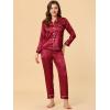 imageAllegra K Womens Satin Night Suits Valentines Day Button Down with Pants Silky Lounge Pajama SetsRed