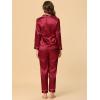 imageAllegra K Womens Satin Night Suits Valentines Day Button Down with Pants Silky Lounge Pajama SetsRed