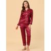 imageAllegra K Womens Satin Night Suits Valentines Day Button Down with Pants Silky Lounge Pajama SetsRed