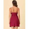 imageAllegra K Womens Satin Pajamas Cami Dress Sleepwear Spaghetti Strap Lounge Camisole NightgownsRed