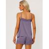 imageAllegra K Womens Satin Sleepwear Lace Trim Camisole Tops with Shorts Lounge Silky Pajama SetsGray Purple