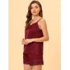 imageAllegra K Womens Satin Sleepwear Lace Trim Camisole Tops with Shorts Lounge Silky Pajama SetsWine Red