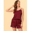 imageAllegra K Womens Satin Sleepwear Lace Trim Camisole Tops with Shorts Lounge Silky Pajama SetsWine Red