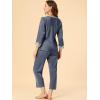 imageAllegra K Womens Satin Sleepwear Night Suit V Neck Lace Nightwear Lounge Pajama SetDark Grey