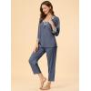 imageAllegra K Womens Satin Sleepwear Night Suit V Neck Lace Nightwear Lounge Pajama SetDark Grey