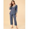 imageAllegra K Womens Satin Sleepwear Night Suit V Neck Lace Nightwear Lounge Pajama SetDark Grey