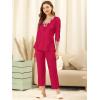 imageAllegra K Womens Satin Sleepwear Night Suit V Neck Lace Nightwear Lounge Pajama SetRed