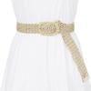 imageAllegra K Womens Skinny Waist Belts Braided Woven Bohemian Belts for Dress Metal BuckleBeige