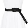 imageAllegra K Womens Skinny Waist Belts Braided Woven Bohemian Belts for Dress Metal BuckleBlack