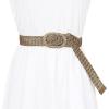 imageAllegra K Womens Skinny Waist Belts Braided Woven Bohemian Belts for Dress Metal BuckleBrown